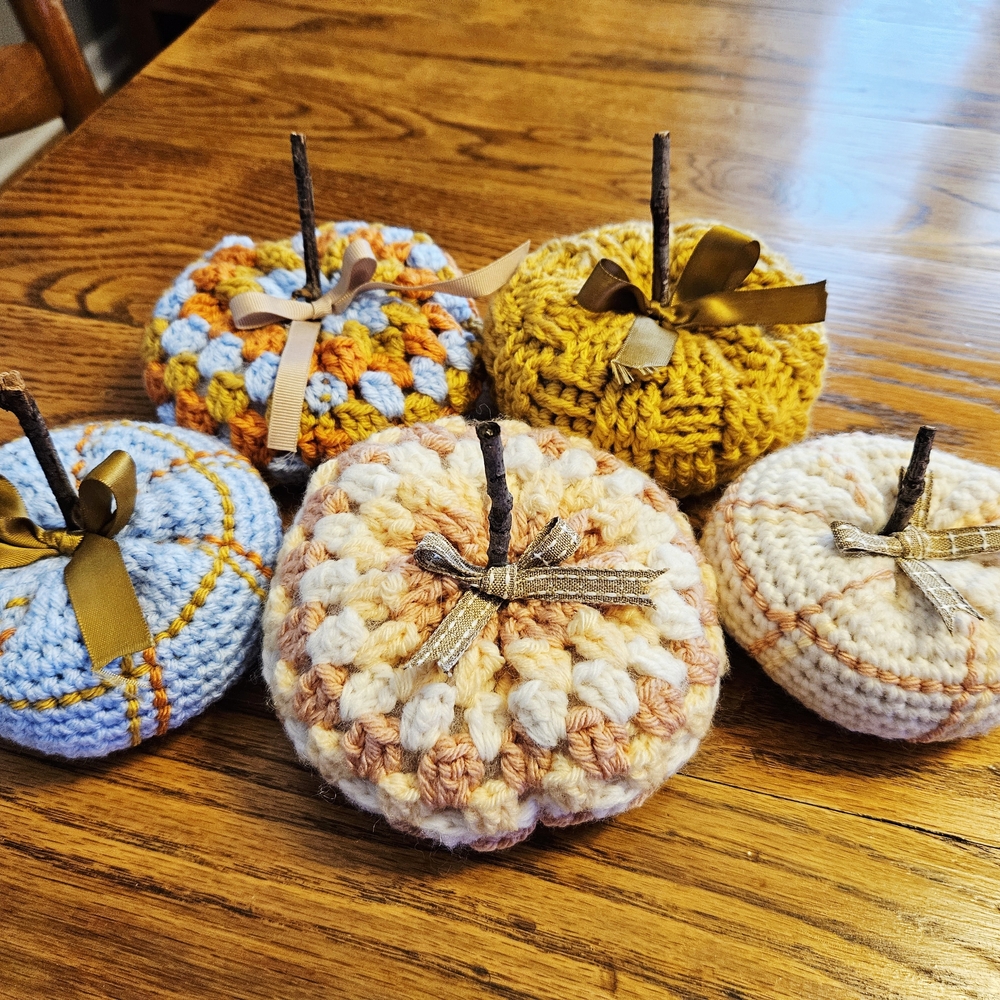 Handcrafted Crochet Pumpkin Set - Multicolor